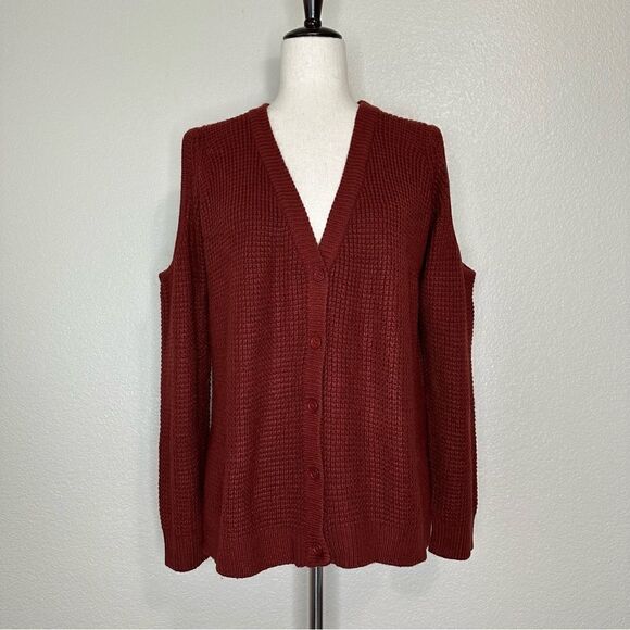 Wet Seal Cold Shoulder Button Down Cardigan - Picture 1 of 12